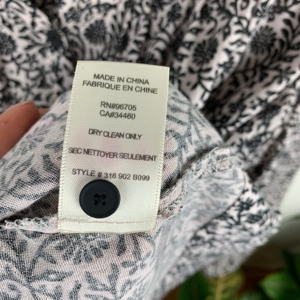 Rebecca Taylor Woodblock Vine Print Gauze Top Sz 0 - Picture 8 of 8